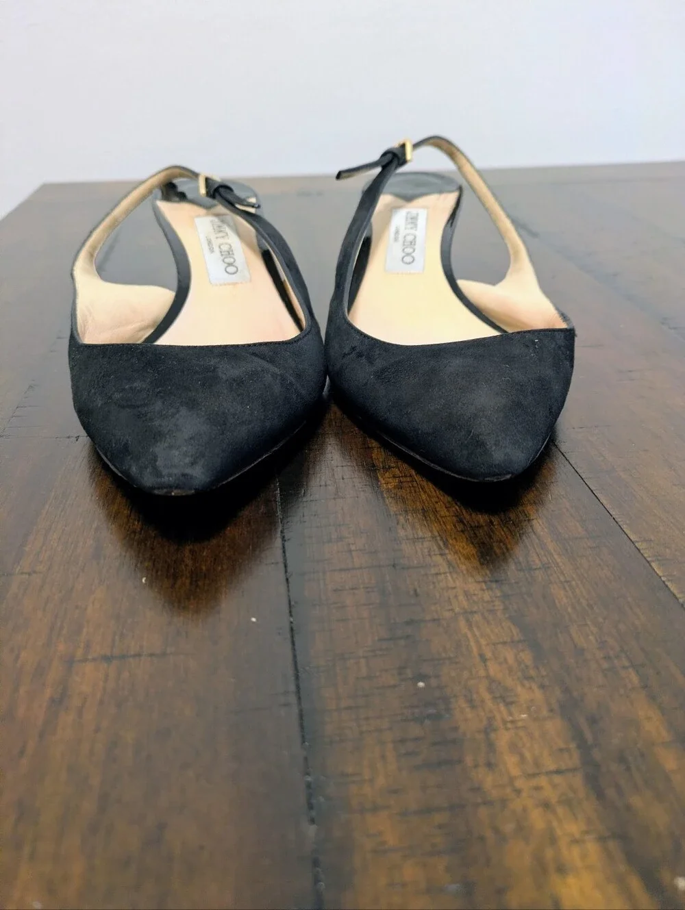 Jimmy Choo Gemma 40 Suede Slingback Pumps in Black size 39.5